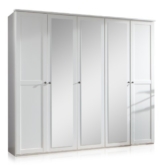 Wimex 985566 Drehtürenschrank 5-türig, 3 Spiegel, 225 x 210 x 58 cm, Landhausoptik, Front und Korpus alpinweiß -