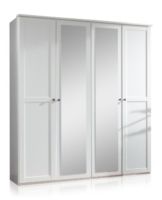 Wimex 985568 Drehtürenschrank 4-türig, 2 Spiegel, 180 x 210 x 58 cm, Landhausoptik, Front und Korpus alpinweiß -