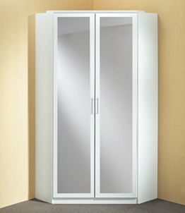 Schrank, Eckkleiderschrank, Kleiderschrank weiß, 2 Spiegeltüren, Maße: B/H/T 95/198/95 cm -
