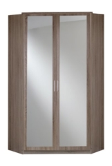 Wimex 130543 Eck-Kleiderschrank, 95 x 198 x 95 cm, 2-türig mit Spiegeln, Front und Korpus montana eiche Nachbildung -